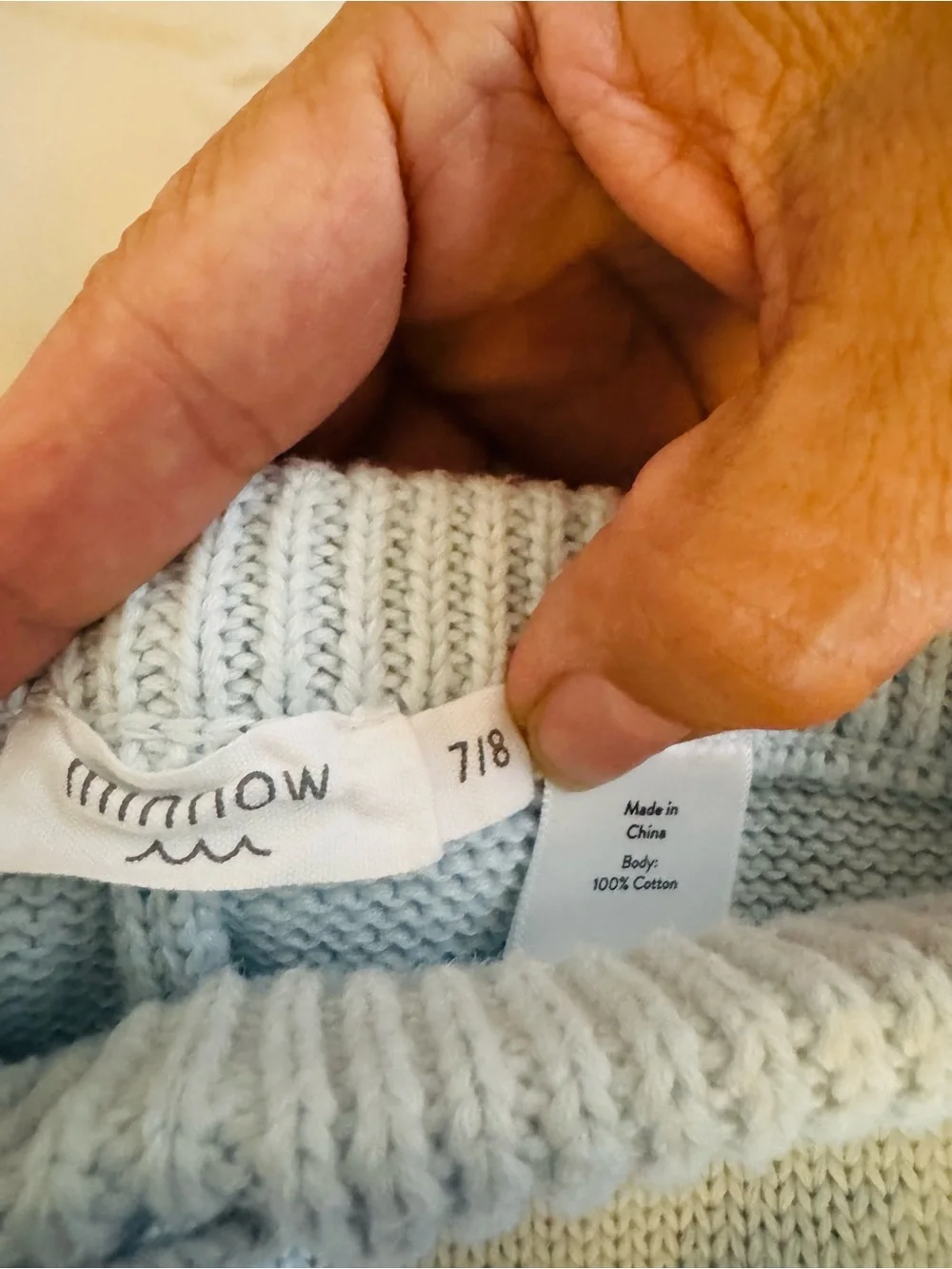 Minnow, kids Light Blue and Cream Knit Lounge Top size 9/10 and Pants size7/8.